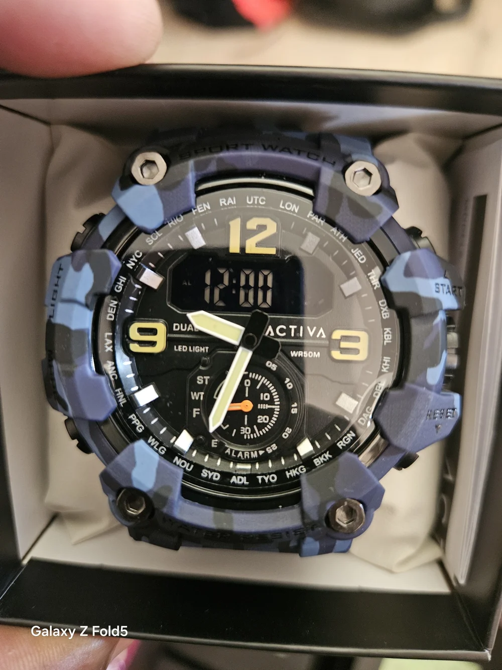Ativa Men's Blue Camouflage Digital-Analog Sport Watch